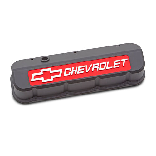Proform , Chevrolet Big-Block Slant-Edge Valve Covers, Black Crinkle; Tall; Raised Redfield Emblems