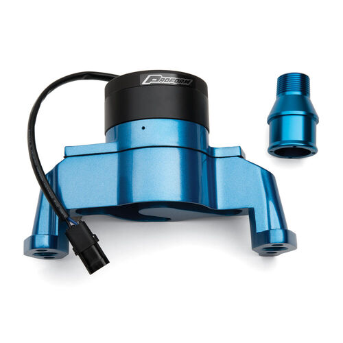 Proform , Chevy Small Block Gen I Blue Electric Water Pump, Blue Finish, Black Motor Cap; Die-Cast Aluminum