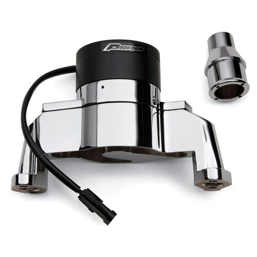 Proform , Chevy Small Block Gen I Chrome Electric Water Pump, Chrome Finish, Black Motor Cap; Die-Cast Aluminum