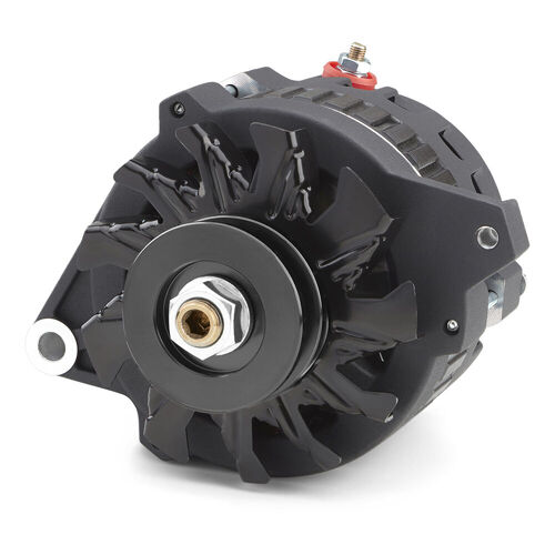 Proform , CS130 Alternator, 160 AMP Black Crinkle, 1-Wire, GM CS130 Style; w/ Internal Regulator, V-Pully, & Ext. Fan