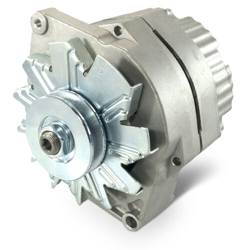 Proform , 70 AMP Alternator Satin Gray Finish, 3-Wire, GM 10 SI; w/ Internal Regulator, V-Pully, & Ext. Fan