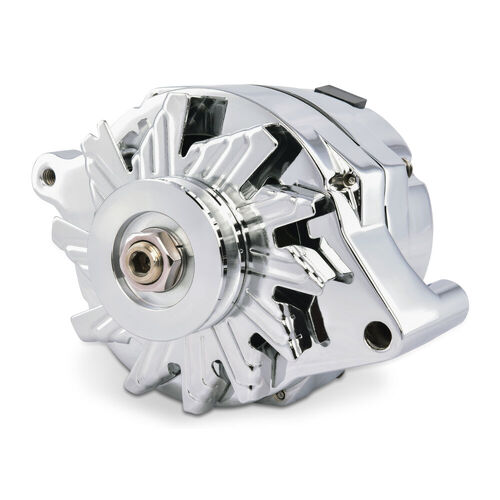 Proform , Ford 100 AMP Alternator Chrome Finish, 1-Wire, GM 10si Style; w/ Internal Regulator, V-Pully, & Ext. Fan