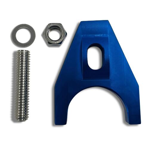 Proform , Heavy Duty Stud Mount Billet Distributor Clamp, Blue Finish; Stud Nut & Washer Included