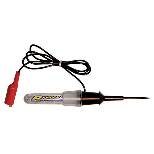 Proform Circuit Tester, Test Light/Circuit Tester, Probe-Style, with Bulb, 6 or 12 V, Insulated Clip, Each