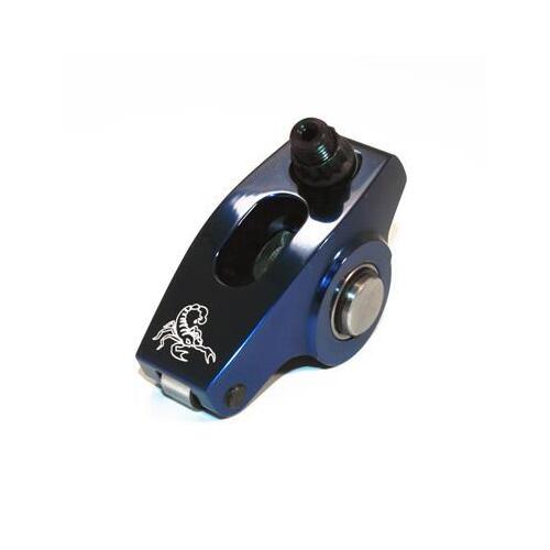 SCORPION RACING PRODUCTS Rocker Arm, Endurance Series, Pedestal Mount, Full Roller, Blue, Aluminium, 1.65 Ratio, For Ford SB, 5/16 in. B/On, Set of 16