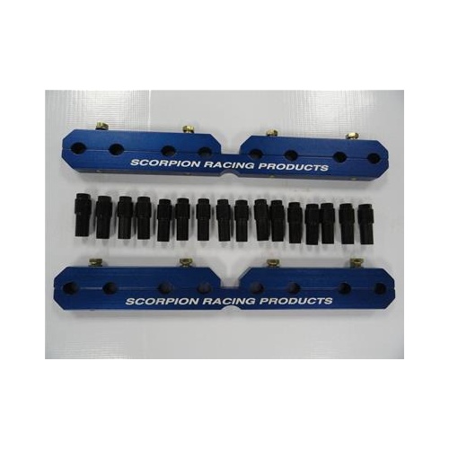 SCORPION RACING PRODUCTS Stud Girdle, Valvetrain Stabilizers, Clamp-on, Aluminum, Blue Anodized, For Chevrolet Small Block, 7/16, Kit