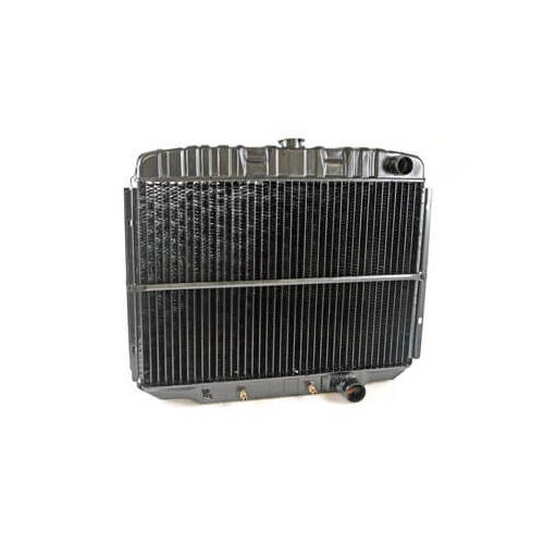 Scott Drake Classic Radiator, Replacement, Downflow, Three-row, Brass, Natural, Transmission Cooler, For Ford, 289, 302, 351W, Each