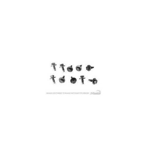 Scott Drake Classic Hood Hinge Fasteners, Steel, Black, For Ford, Set of 10