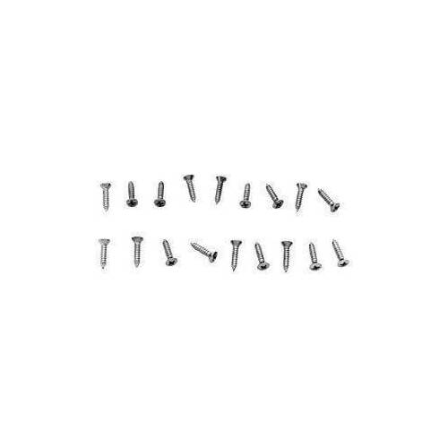 Scott Drake Classic Door Sill Fasteners, Phillips Head, Steel, Chrome, For Ford, Set of 18