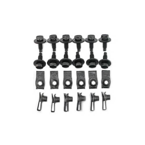 Scott Drake Classic Body Fasteners, Fender Type, Hex Head, Steel, Black Oxide, For Ford, Kit