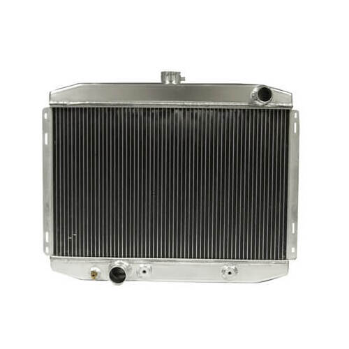 Scott Drake Classic Radiator, Replacement, Downflow, 2-row, Aluminum, Natural, Transmission Cooler, For Ford, Each