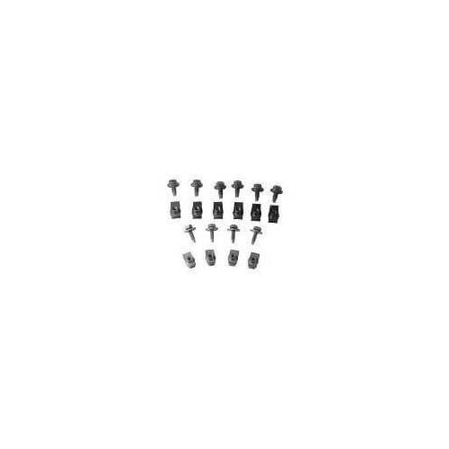 Scott Drake Classic Bolts, Body Clip Nuts, Steel, Black Oxide, Designed for Mounting Front Valance To Fenders, For Ford, Kit