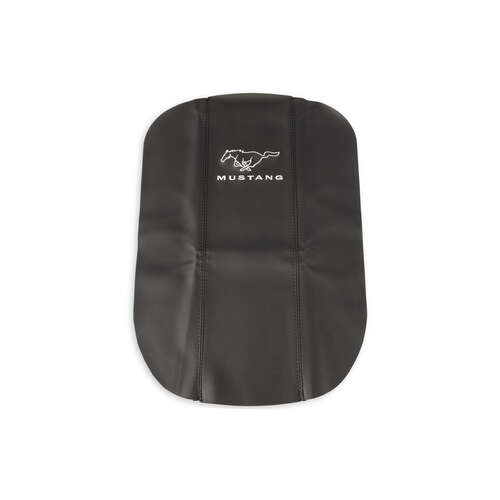 Drake Muscle Cars Console Armrest Cover, 2005-2009 Ford Mustang, Vinyl, Black, Mustang Logo, Each