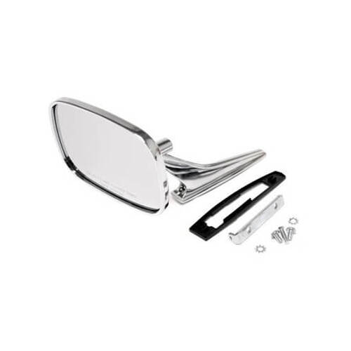 Scott Drake Classic Outside Mirror, Replacement, Driver Side, Convex, Rectangular, Manual, Chrome Housing, For Chevrolet, Each