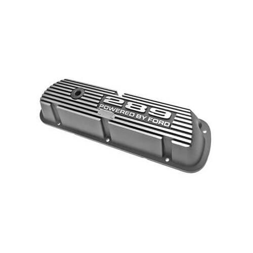 Scott Drake Classic Valve Covers, Cast Aluminum, Black Powdercoated, 289 Powered by For Ford Logo, Pair