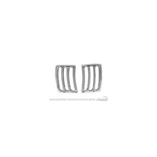 Scott Drake Classic Body Molding, Nose Panel Gill Trim, Screw-on, Plastic, Chrome, For Ford, Pair