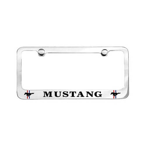 Scott Drake Classic License Plate Frame, Brass, Chrome, Mustang Logo, Each