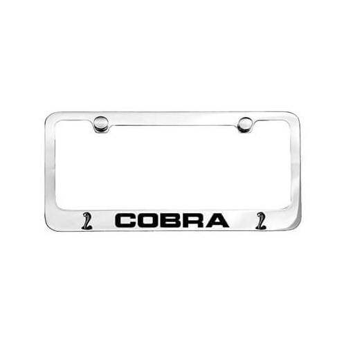 Scott Drake Classic License Plate Frame, Brass, Chrome, Cobra Logo, Each