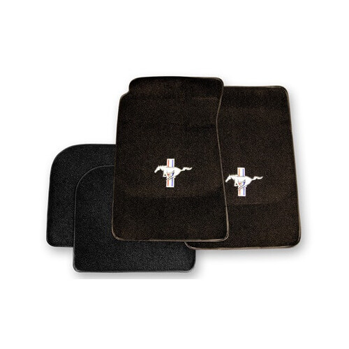 Scott Drake Classic Floor Mat, 1964-1973 For Ford Mustang, Embroided, Black, Set