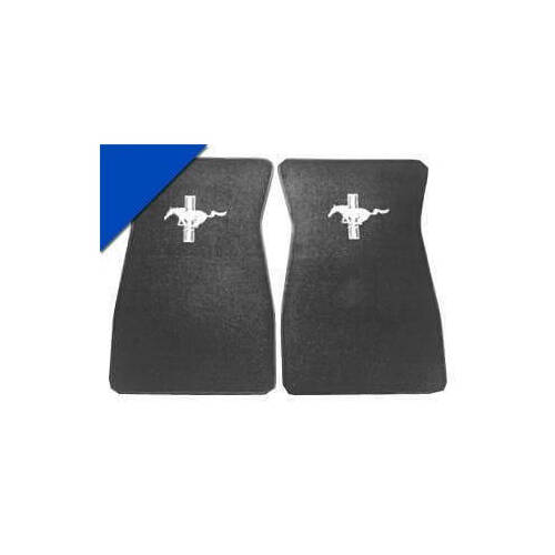 Scott Drake Classic Floor Mat, 1964-1968 For Ford Mustang, Embroided, Bright Blue, Set
