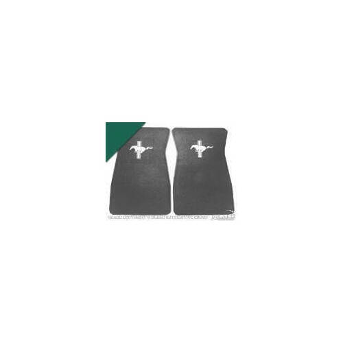 Scott Drake Classic Floor Mat, 1964-1968 For Ford Mustang, Embroided, Dark Green, Set