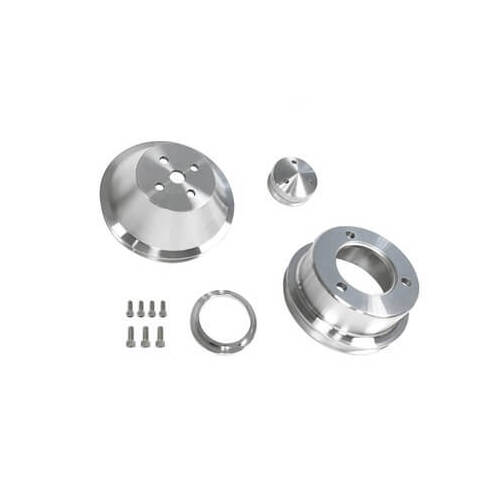 Scott Drake Classic Pulley Kits, Single Groove V-Belt, Alternator, Crankshaft, Water Pump, Hardware Included, Billet Aluminum, For Ford, Mustang, Smal