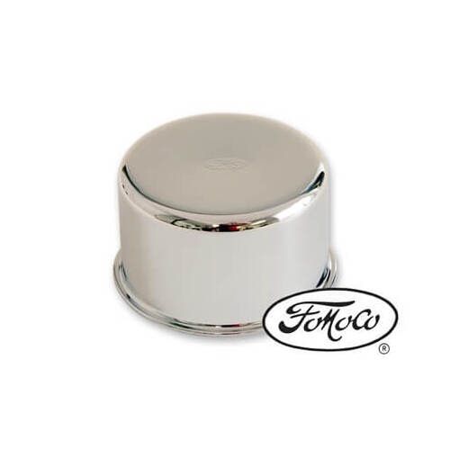 Scott Drake Classic Valve Cover Oil Cap, Round, Push-in, Steel, Chrome, FoMoCo Top Style, For Ford, Each