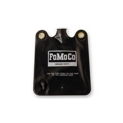 Scott Drake Classic Windshield Washer Reservoir, Bag, Vinyl, Black, White Silk Screened FoMoCo Logo, For Ford, Each
