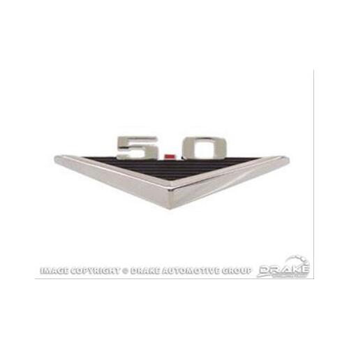 Scott Drake Classic Emblem, Replacement, Fender Location, Chrome, 5.0 Logo, For Ford, Each