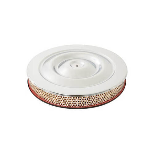 Scott Drake Classic Air Cleaner, Round, Flat Base, Steel, Chrome, 14 in. Dia, 2 in. Filter Height, For Ford, V8, Each