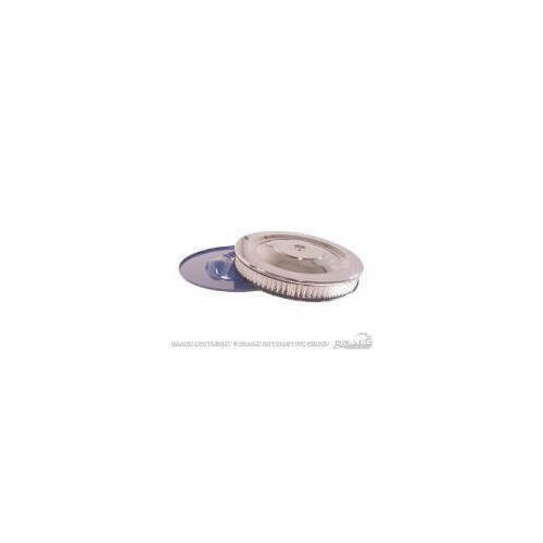 Scott Drake Classic Air Cleaner, Round, Flat Base, Steel, Chrome, 14 in. Dia., 2 in. Filter Height, 1.89 Flange, For Ford, L6, Each