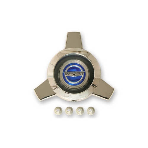 Scott Drake Classic Wheel Cap, Wire Spoke Center Cap Only, Blue Center, 1965-1966 For Ford Mustang, Each