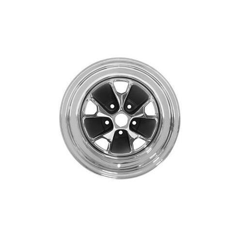 Scott Drake Classic Wheels, 14X6 Styled Steel Wheel Chrome/Charcoal, Each