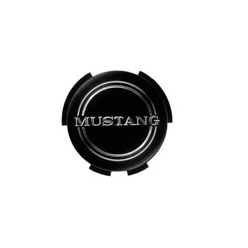 Scott Drake Classic Center Cap Emblem, Push-on, Plastic, Black, Mustang Logo, For Ford, Each
