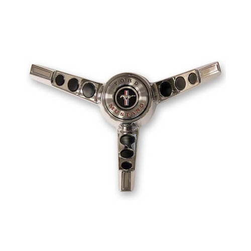 Scott Drake Classic Horn Button, Die-Cast Zinc, Chrome, Black Recesses, For Ford, Each
