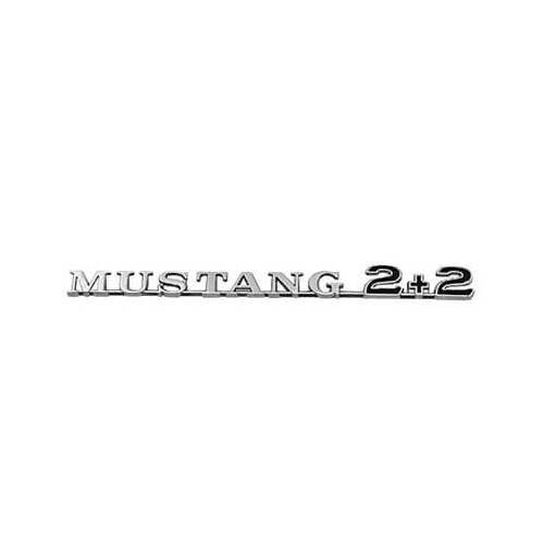 Scott Drake Classic Emblem, Fender, Chrome/Black, Mustang 2 + 2 Script Logo, For Ford, Each