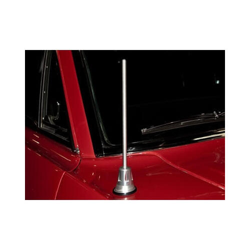 Scott Drake Classic Antenna, AM/FM Radio Usage, Stationary, Billet Aluminum, Clear Anodized, 8.00 in. Length, For Ford, Each