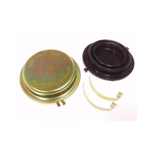 Scott Drake Classic Brake Master Cylinder Cap, Snap On, Steel, Gold Zinc Plated, For Ford, For Lincoln, For Mercury, Each