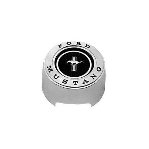 Scott Drake Classic Horn Button, Economy, Diecast, Chrome, Includes Lens, Rim, and Spring Snap Ring, Fits Deluxe Steering Wheels Only, For Ford, Musta