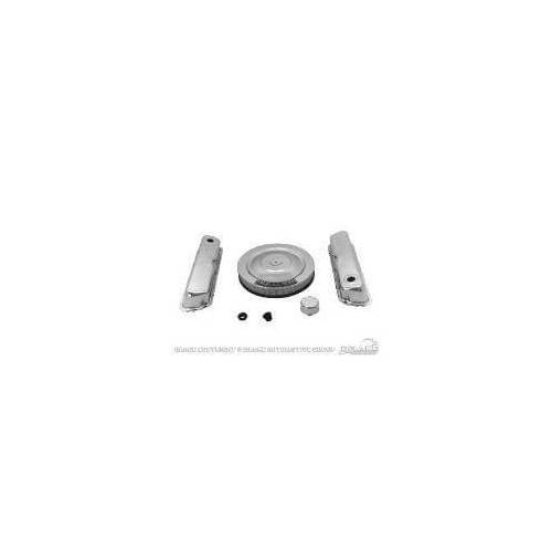 Scott Drake Classic Valve Covers, Chrome, Engine Dress Up, Air Cleaner, Chrome, 289 HiPo Cleaner Logo, For Ford, 260, 289, 302, Kit