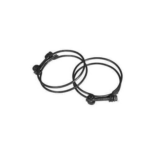 Scott Drake Classic Hose Clamps, Fuel Filler Hose Position, Spring Style, Steel, Black, 2.00 in. Maximum Hose O.D., For Ford, Pair