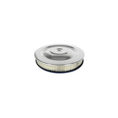 Scott Drake Classic Air Cleaner, HiPo, Offset Base, White Paper Filter, Steel, Polished, For Ford, Mustang, V8, Each