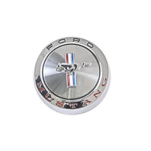 Scott Drake Classic Fuel Tank Cap, Chrome, Standard Running Pony Logo, For Ford, Each