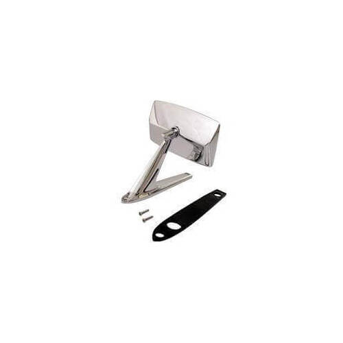 Scott Drake Classic Mirror, Chrome, Rectangular, Manual, For Ford, Each