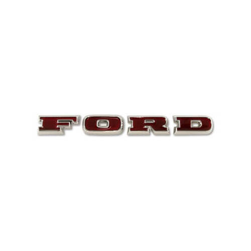 Scott Drake Classic Grille Emblem, For Ford Grill Letters Chrome With Red Inlay, 1967-1977 For Ford Bronco For Ford Grill Letters Chrome with Red Inla