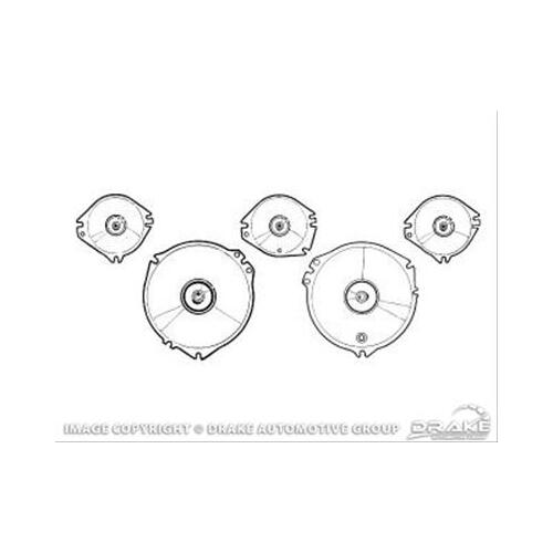 Scott Drake Classic Instrument Lens, Plastic, Clear, For Ford, Set of 5