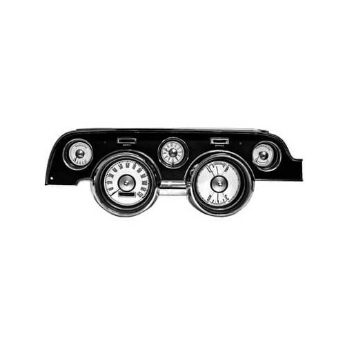 Scott Drake Classic Gauge Faces, Instrument Panel Overlay without Tach, White Face, For Ford, Mustang, 1967-68, Kit
