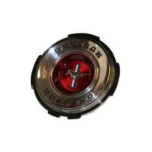 Scott Drake Classic Emblem, Wheel Cover, Chrome/Red/Black/White/Blue, Running Pony Logo, For Ford, Each