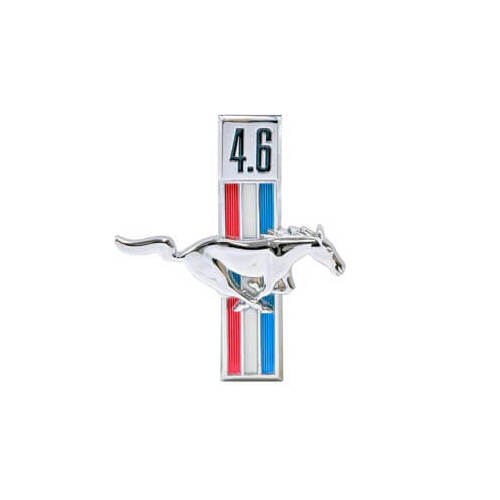 Emblem, Passenger Fender Mount, 4.6 Running Horse Logo, Chrome/Red/White/Blue, Ford, Each