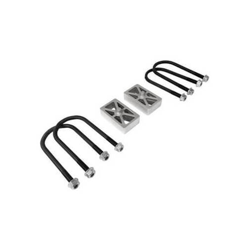 Scott Drake Classic Leaf Spring Blocks, Rear-End Lowering, Aluminum, 1.00 in. Block Thickness, U-bolts, For Ford, Kit